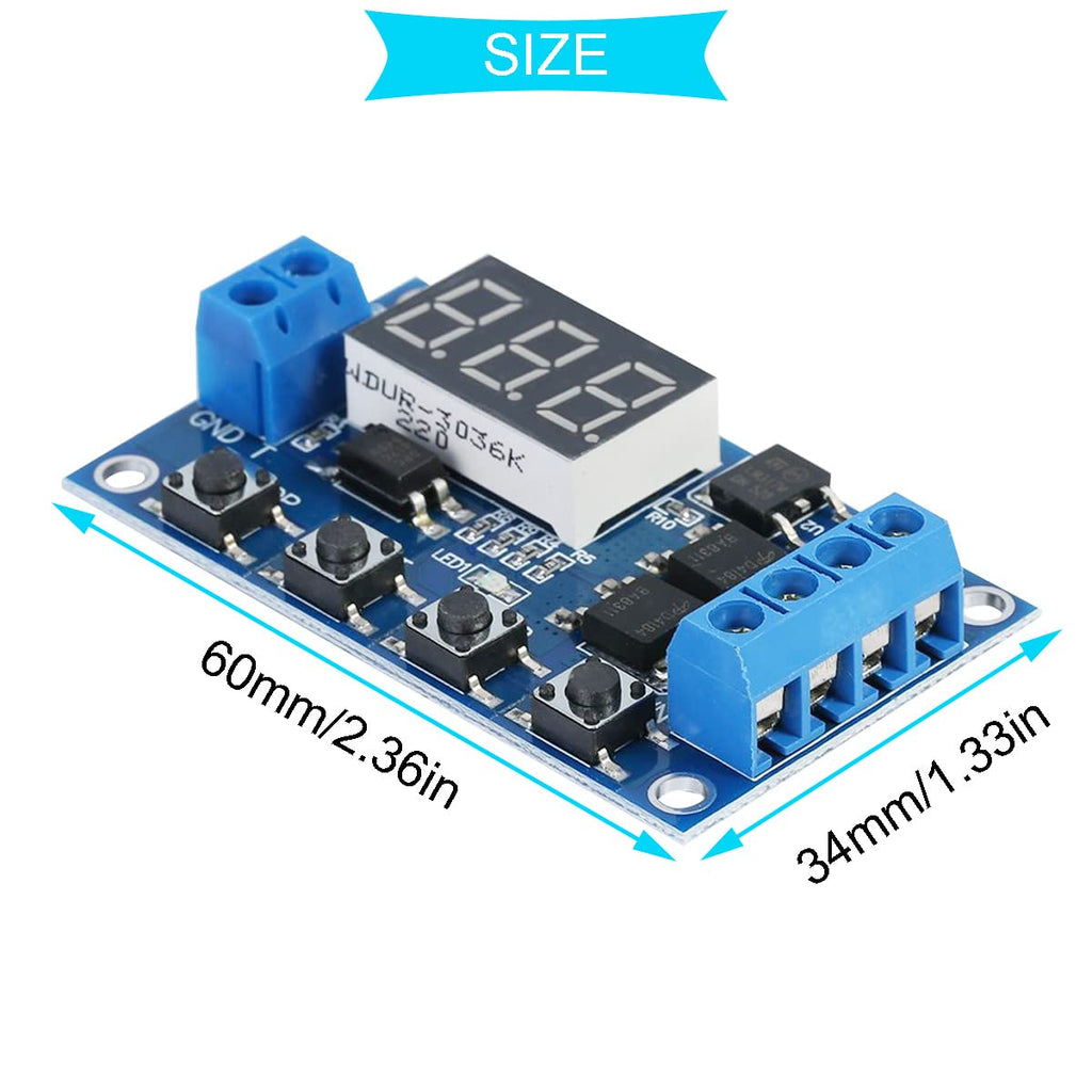 2 pcs DC 5V-36V Relay Module Digital LED Relay Board Trigger Cycle Switch Delay Timer Module with Screwdriver Red and Black Cable
