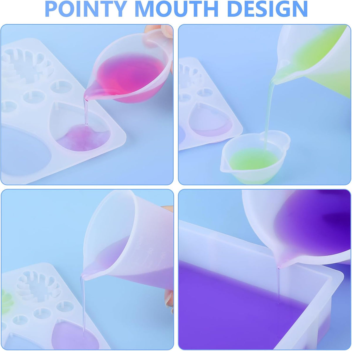 Silicone Measuring Cup for Resin, with 600ML+250ML+ 100ML Cups