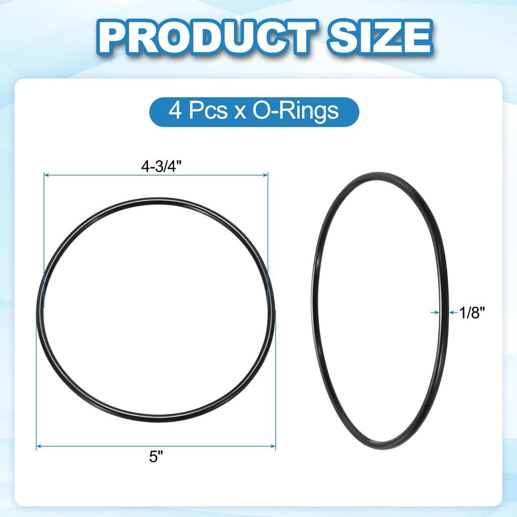 MECCANIXITY 4Pcs AS-248 O-Rings 4-3/4" ID 5" OD 1/8" Width, Black
