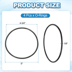MECCANIXITY 4Pcs AS-248 O-Rings 4-3/4" ID 5" OD 1/8" Width, Black