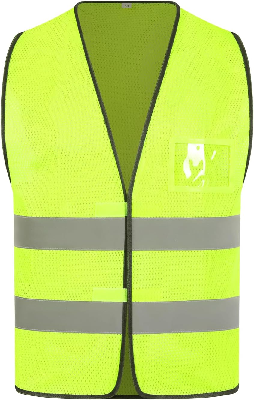 Reflective High Visibility Safety Vest for Men Women ANSI Class 2 Hi Vis Safety Vests Mesh Fabric Neon Work Jacket