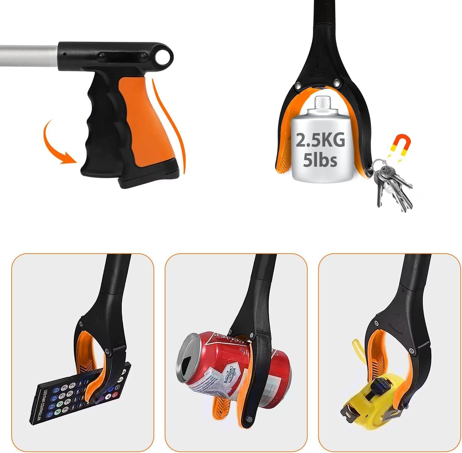 43" Foldable Grabber Reacher Tool,2pcs Reacher Grabber Pickup Tool,Gripper Reacher Grabber Tool with Rotating