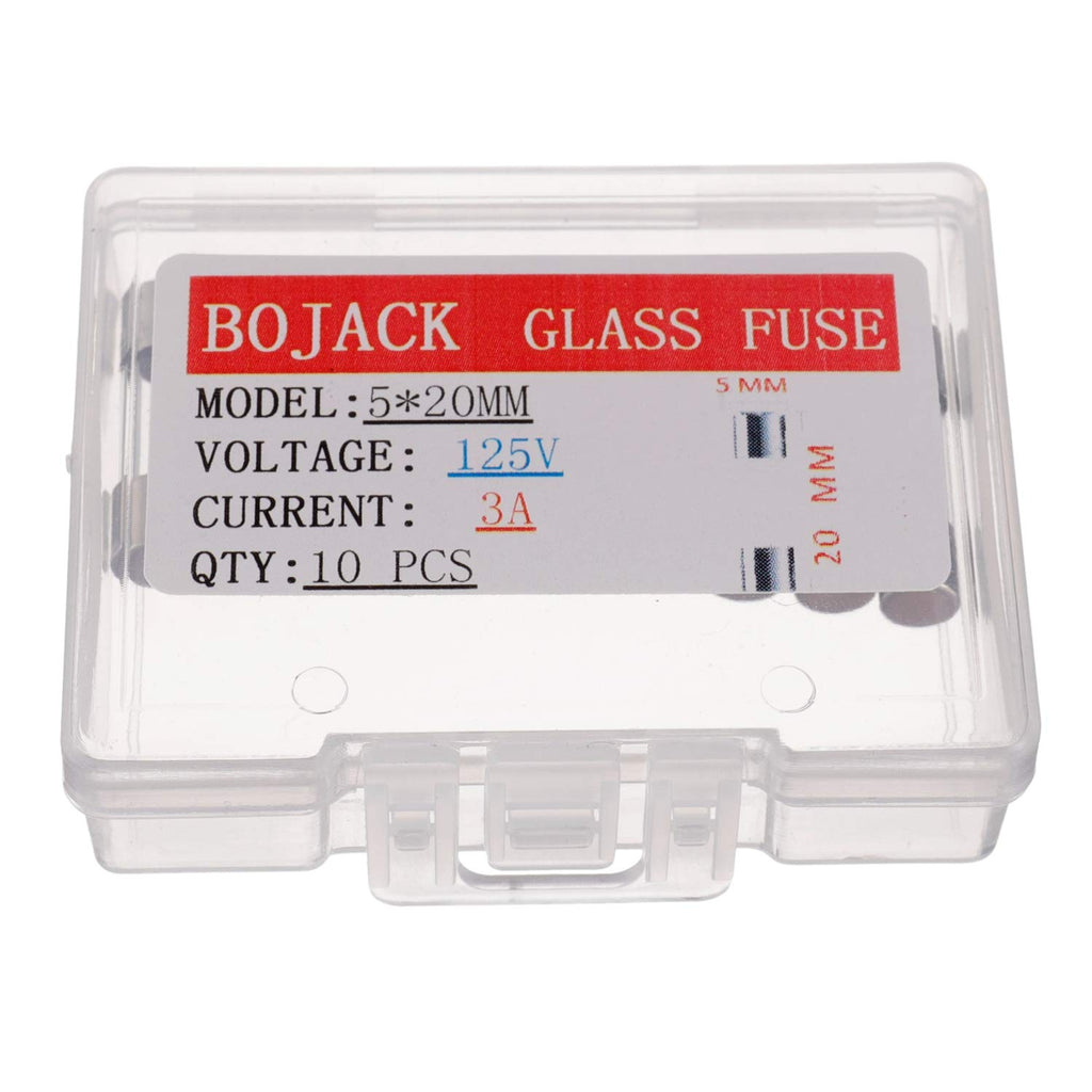 BOJACK 5x20 mm 3 A 3 amp 125 V 125 Volt 0.2x0.78 Inch F3AL125V Fast-Blow Glass Fuses (Pack of 10)