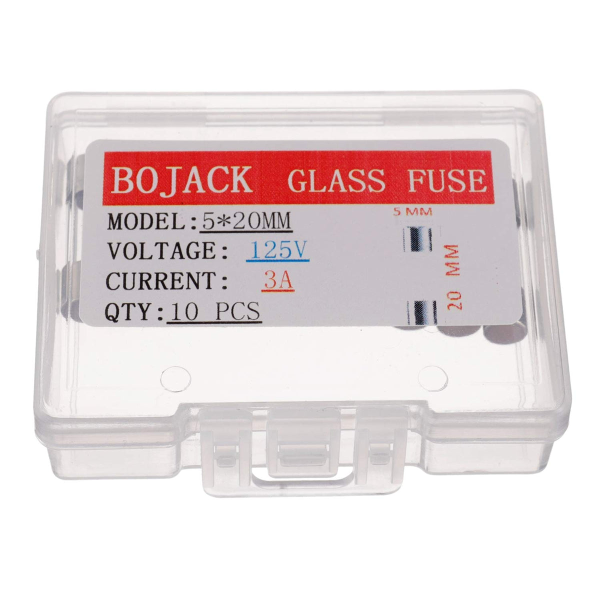 BOJACK 5x20 mm 3 A 3 amp 125 V 125 Volt 0.2x0.78 Inch F3AL125V Fast-Blow Glass Fuses (Pack of 10)