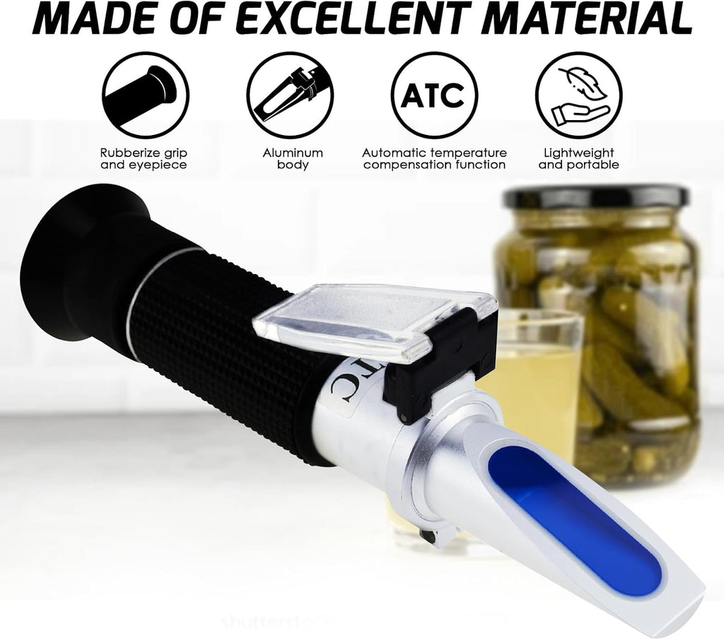 2-in-1 Brix Salinity Refractometer, Professional Brix Refractometer with ATC, and Dual Scale 0-32% Brix & 0-28%