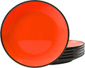 11" Melamine Round Dinner Plates, 6-Piece Plate Sets, Black&Red