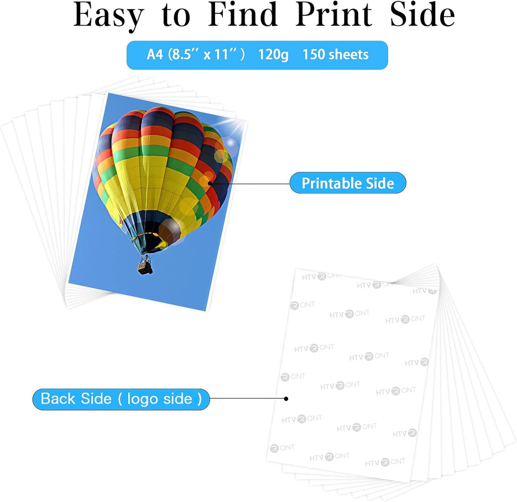 Sublimation Paper for T-Shirts & Mug,150 Sheets 120g 8.5x11 Inch A4 | Smooth Jam-Free & Instant Dry:High Transfer