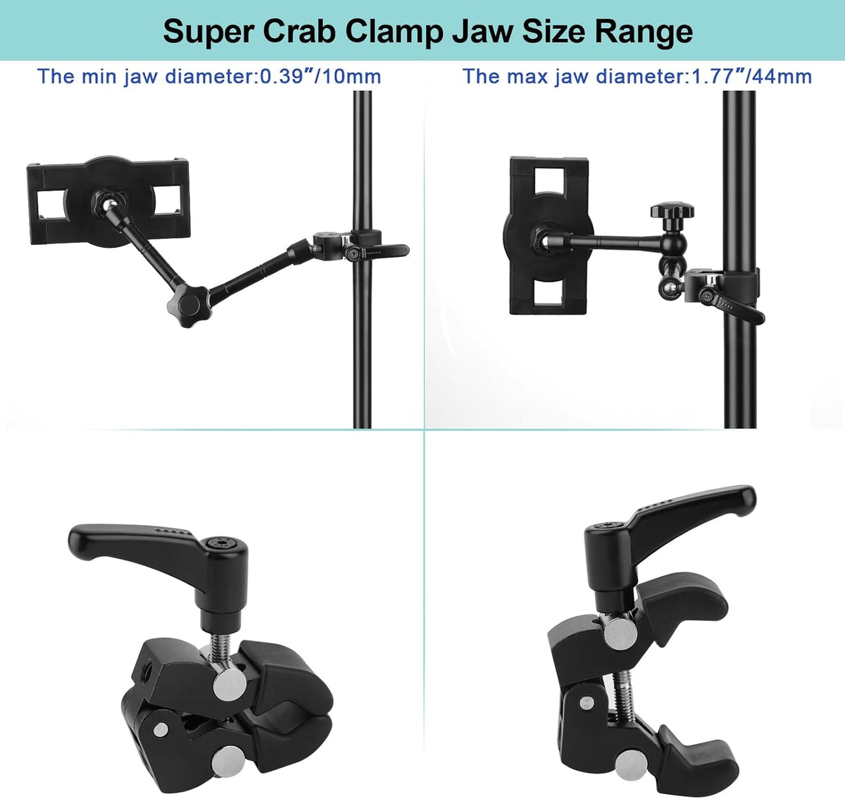iPad Holder for Microphone Stand/Mic Music Stand,Tablet Mount Compatible with 4.7~12.9" / Nexus/LG G