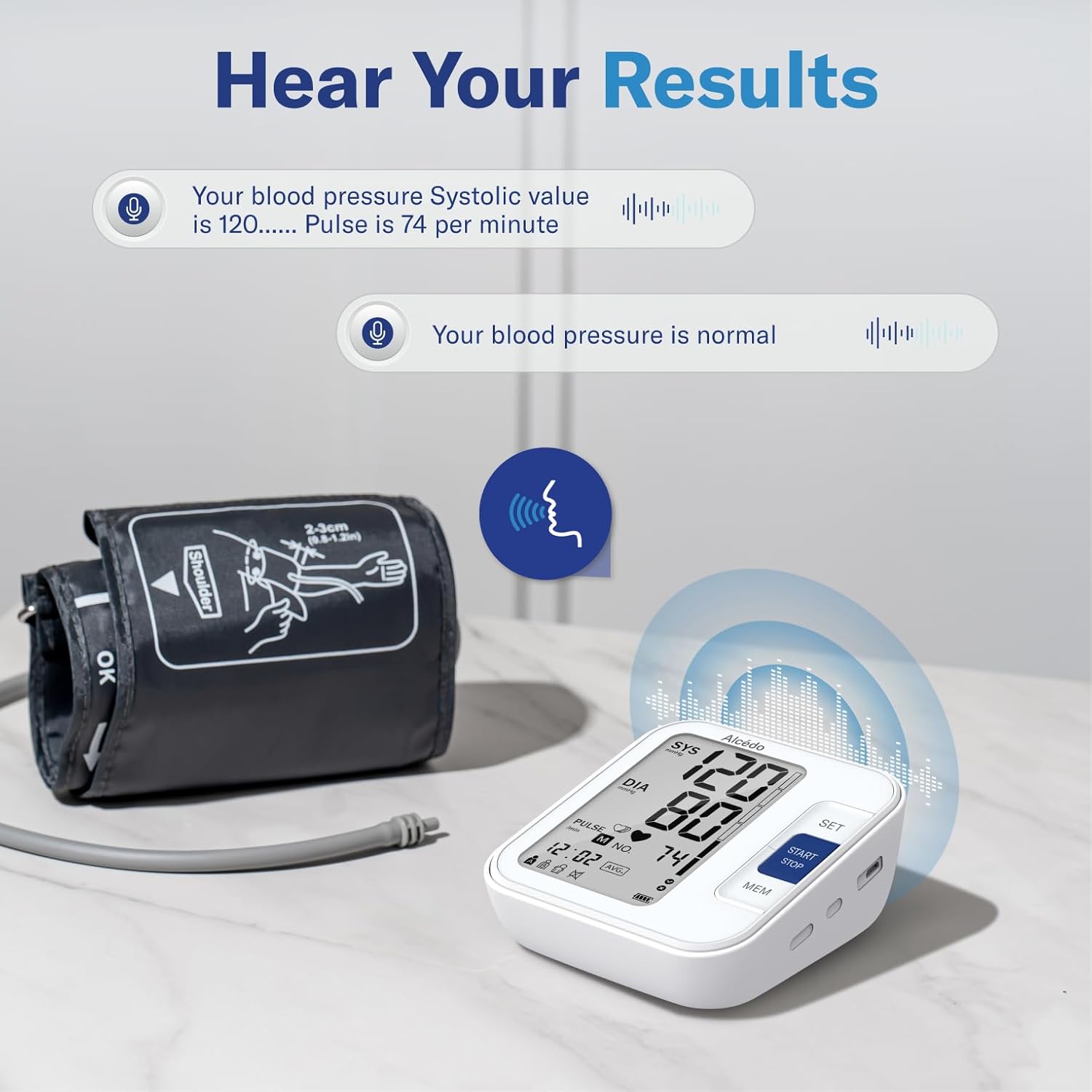Blood Pressure Monitor for Home Use, Automatic Digital BP Machine with Large Cuff for Upper Arm, LCD Screen, 2x120