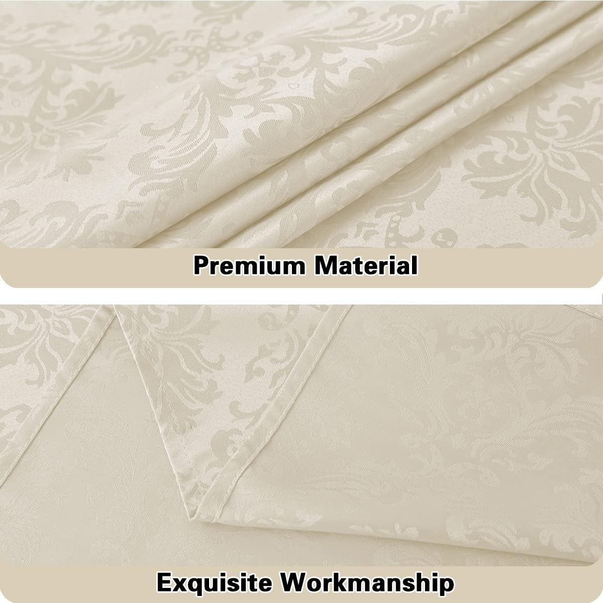 Jacquard Tablecloth Rectangle 60 x 102 Inch Beige Spill Proof