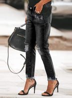Women's Boyfriend Jeans Stretchy Ripped Distressed Zimbaplatinum Denim Pants