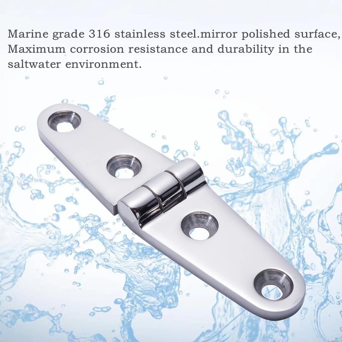 Boat Hatch Hinge 316 Stainless Steel,Casting Deck Cabinet Strap Hinges 4 Inch x 1 Inch,Used for Boats/Yachts/Doors/Windows,Pack of 2,Include Screws