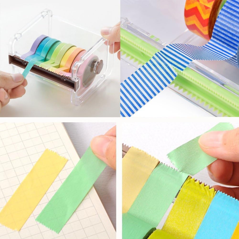Transparent Visible Washi Packaging Tape Dispenser Cutter Roll