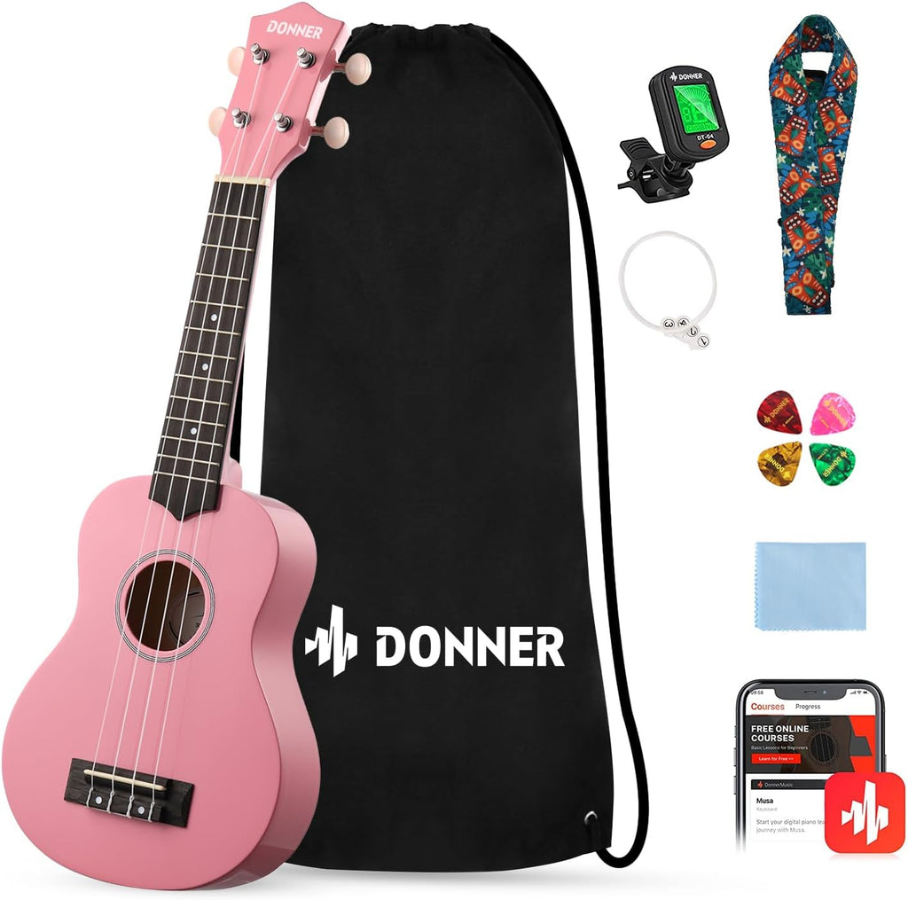 Soprano Ukulele for Beginners 21 Inch Ukelele Starter Bundle Kit with Free Online Lessons Bag Strap String Tuner