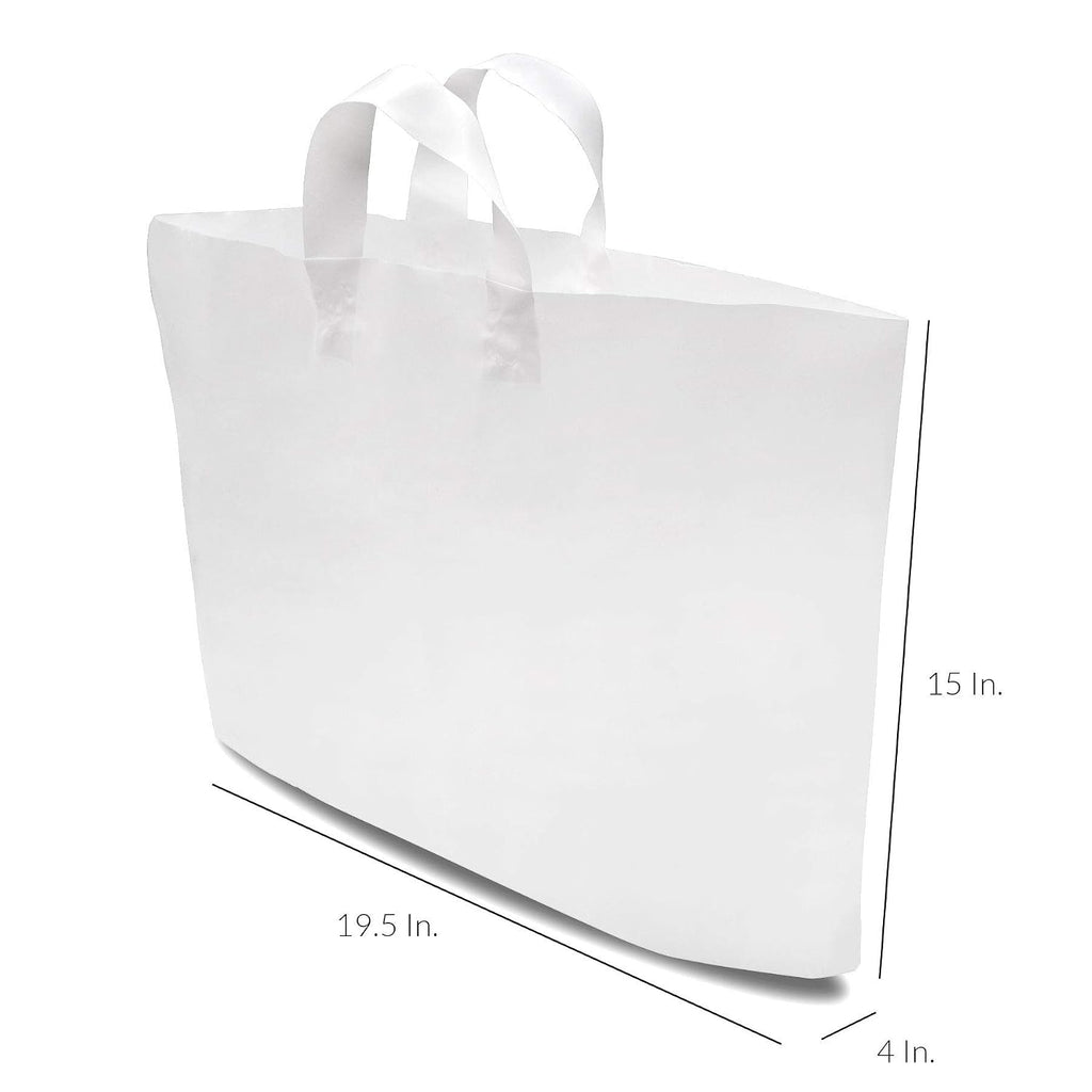 Heavy Duty Plastic Shopping Bags, 19.5x4x15, 50 Pack