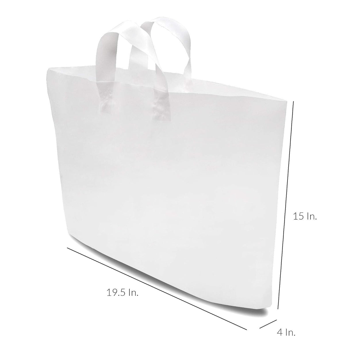Heavy Duty Plastic Shopping Bags, 19.5x4x15, 50 Pack