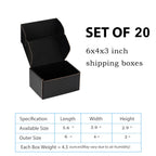 Black Shipping Boxes 6x4x3 Inches, 20 Pack