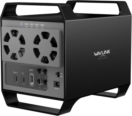 4-Bay Hard Drive Enclosure for 3.5" and 2.5'' SATA HDD/SSD Featuring 10Gbps USB-C 3.2, Max 88TB Capacity, Built-in