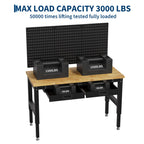 60" Adjustable Workbench, 3000 Lbs Capacity Heavy-Duty Work Bench Table