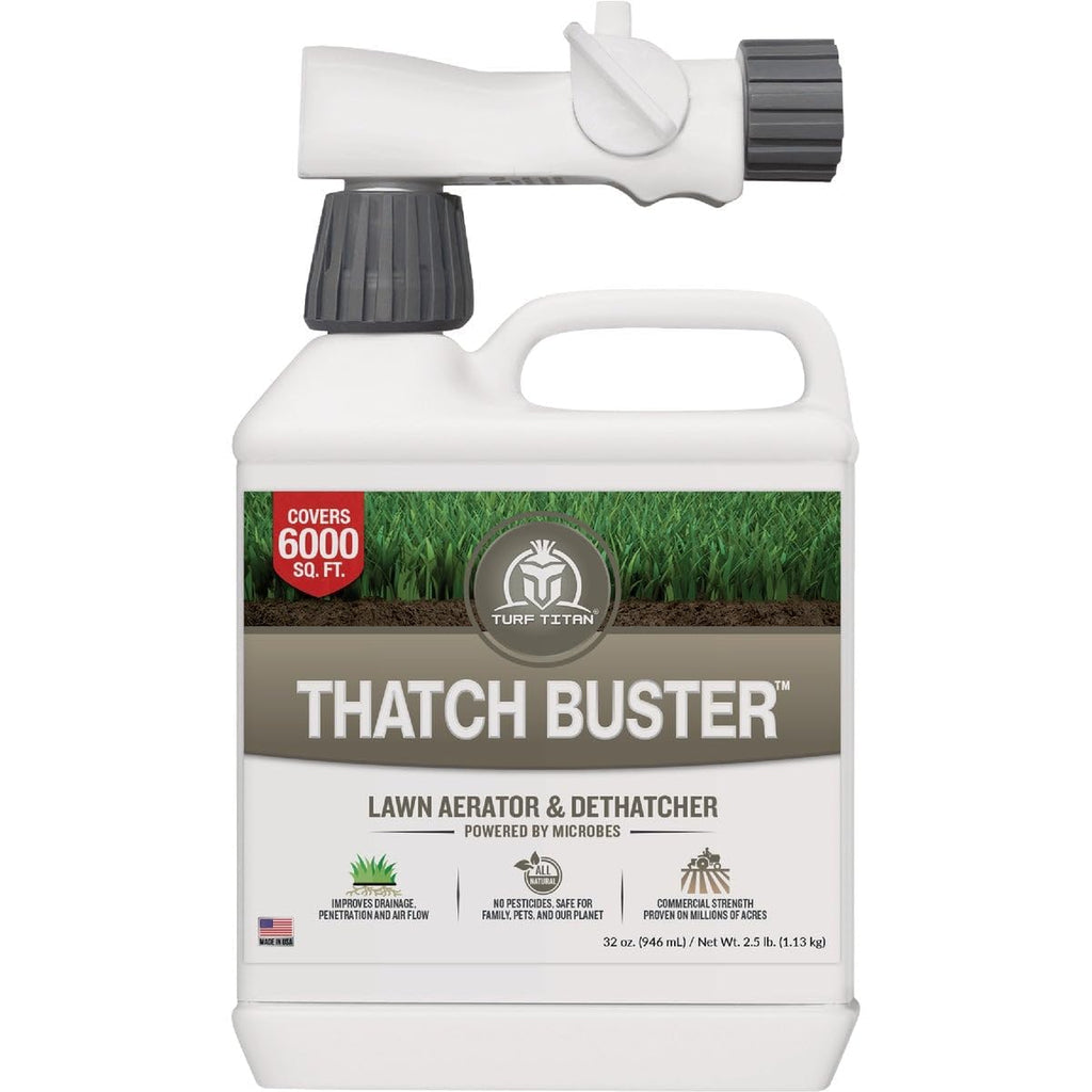 Thatch Buster Liquid Lawn Aerator and Dethatcher (32 oz) with Hose End Sprayer – Liquid Soil Loosener for Compacted &