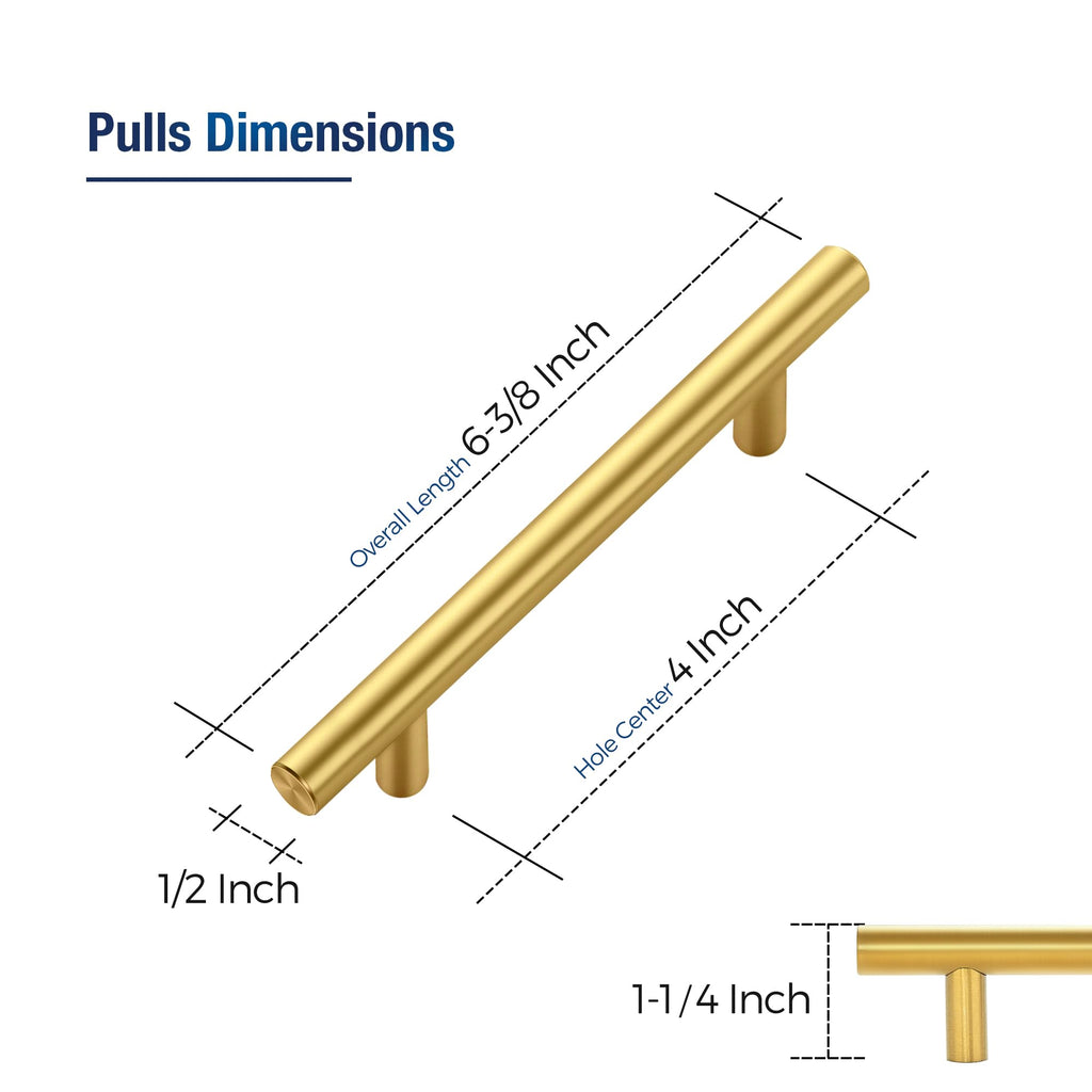 30 Pack Gold Cabinet Handles, 4 in Hole Center Cabinet Pulls