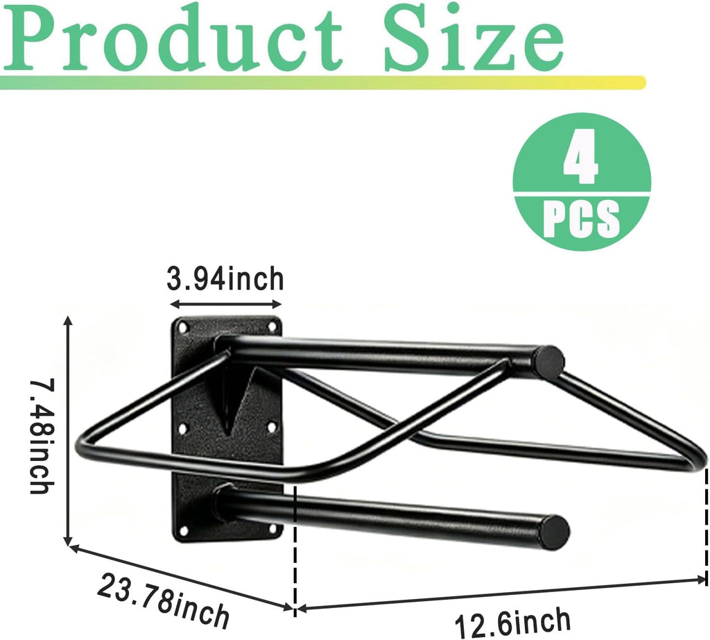 4 Pack Wall Mounted Saddle Rack with Pad Bar, Heavy Duty Black Horse Saddle Stand for English & Western Saddles