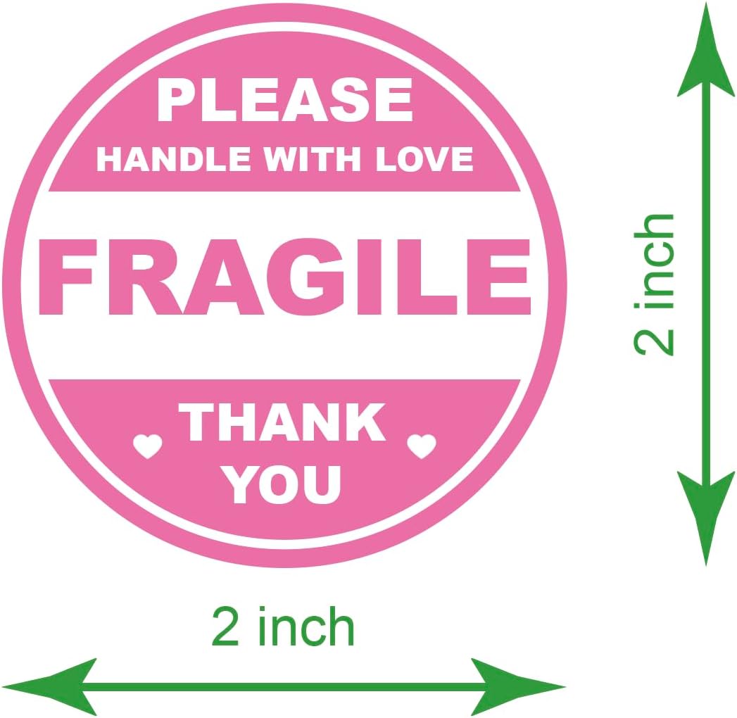 2 inch 300 PCS 6 Color Fragile Stickers for Shipping