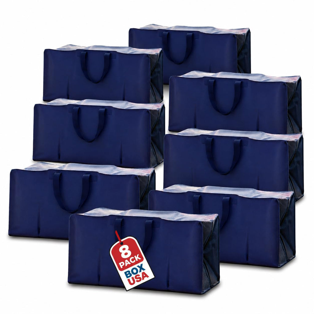 PACKING BAGS 8-Pack XL Moving Bags with Strong Handles & Zippers, Blue