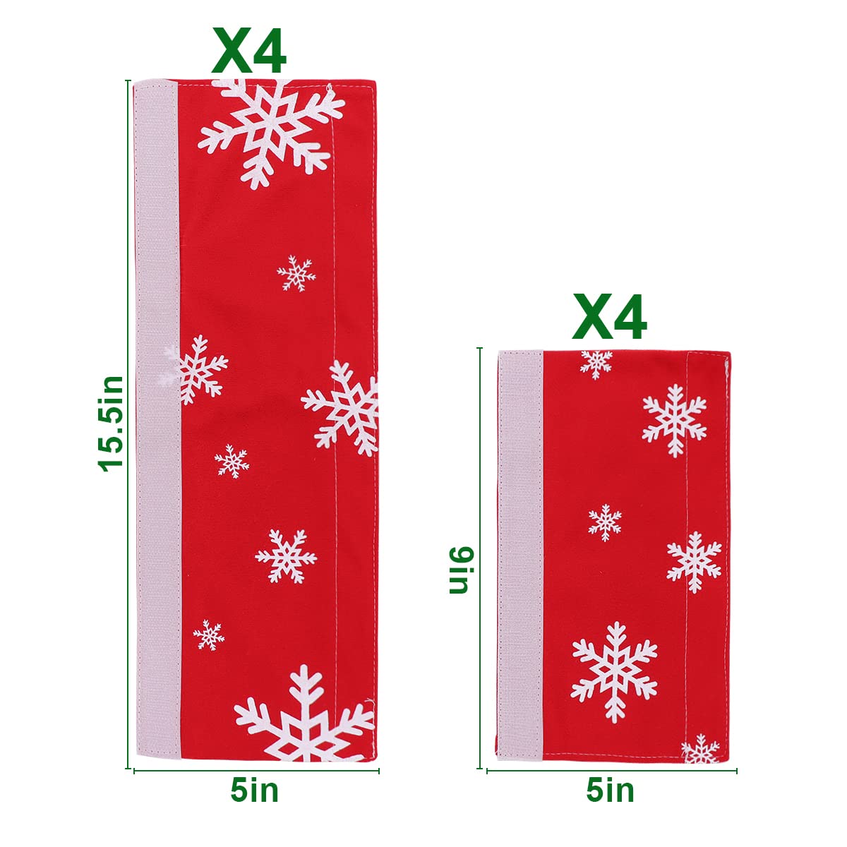 LimBridge Christmas Refrigerator Door Handle Cover, Design with Snowflakes, Two Sizes Red 8pcs Handle Cover for Kitchen Fridge, Microwave, Dishwasher Handle Decorations