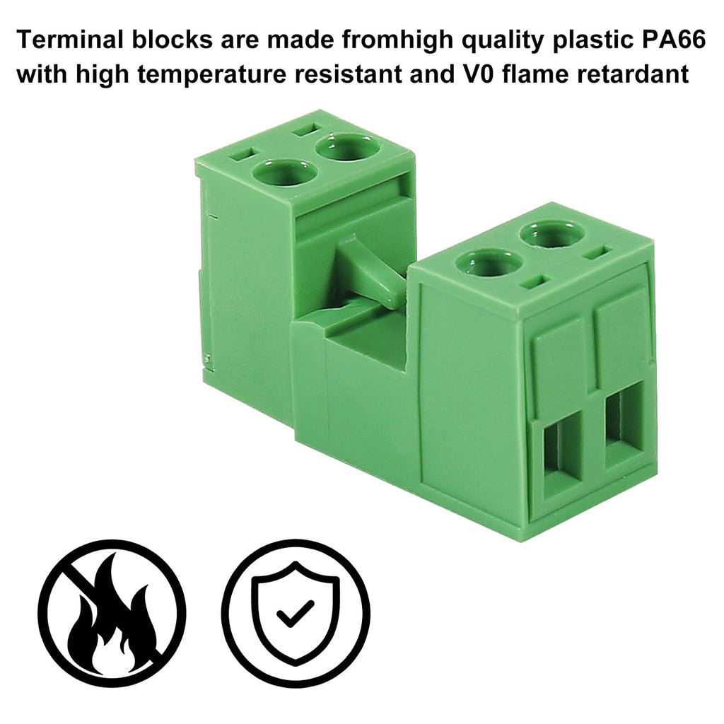 10PCS 2 Pin 5.08mm Pitch Pluggable PCB Angle Screw Terminal Block Plug Connector Socket Panel Mount DIY with 10Pcs 2 Pin Phoenix Plug