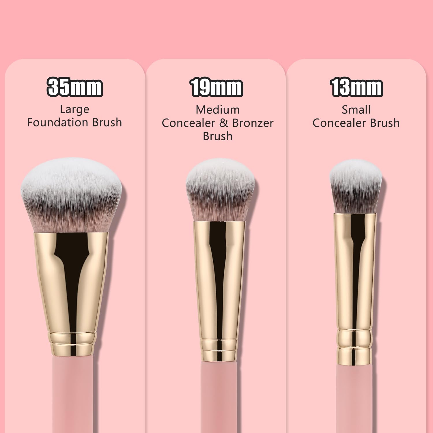 3Pcs Foundation Concealer Highlight Brush, Cat Paw Under Eye Brush | Large buffs foundation, blends contours, sweeps