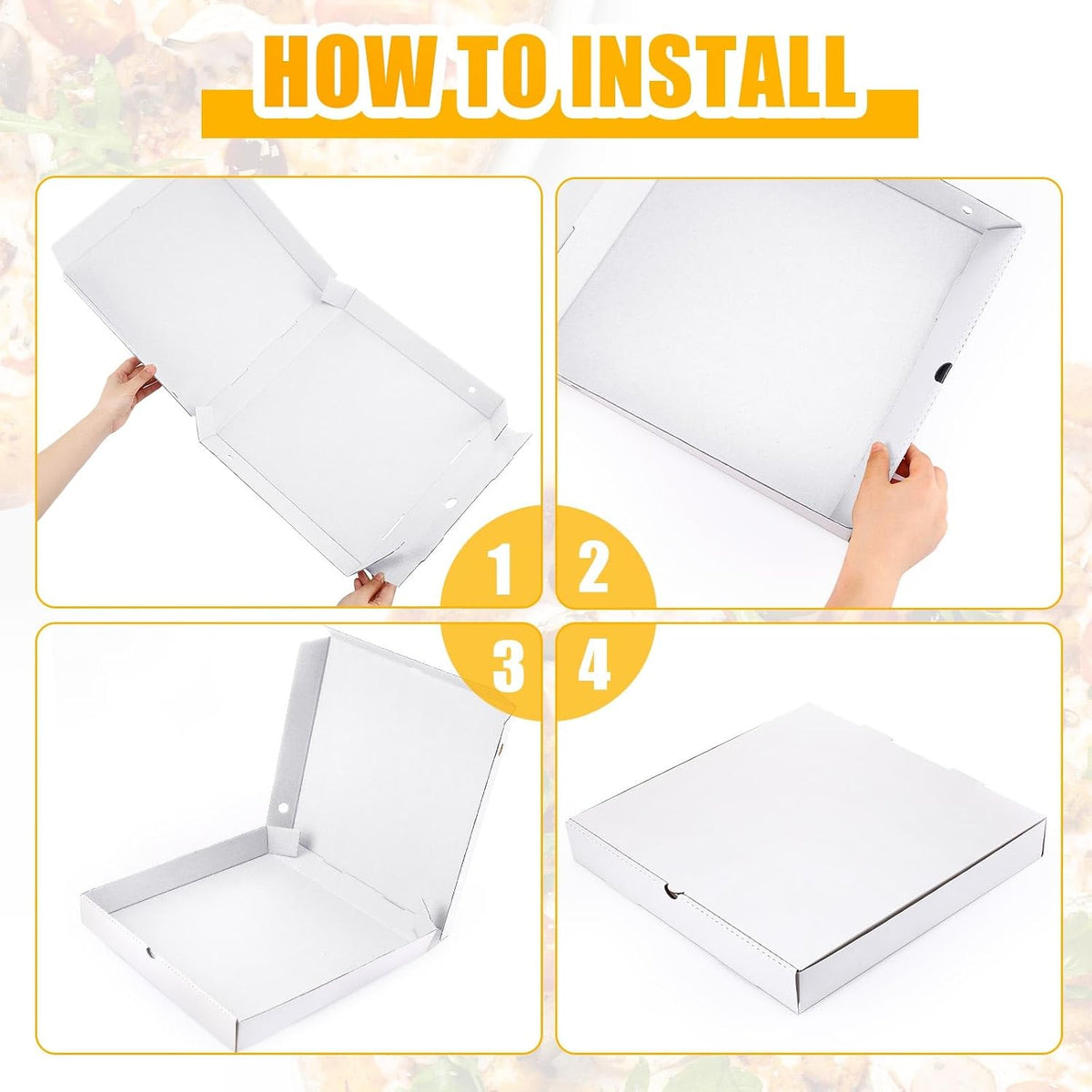 100 Pcs Pizza Boxes Bulk Cardboard Square, White, 12 Inch