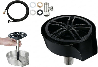 Glass Rinser Sink 360 Rotating Cup Bottle Washer (Black)