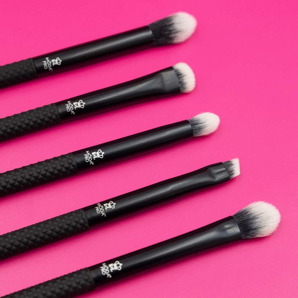 Pro 5pc Deluxe Eye Makeup Brush Kit, Vegan Eye Brush Set for Shader, Crease, Detail, Smudge and Liner Application