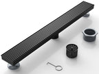 32 Inch Linear Shower Drain with Wedge Wire Grate, Matte Black