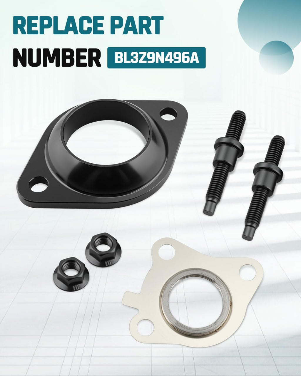 Exhaust Downpipe Adapter Flange Gasket Stud Kit Fit for Ford 3.5L Ecoboost