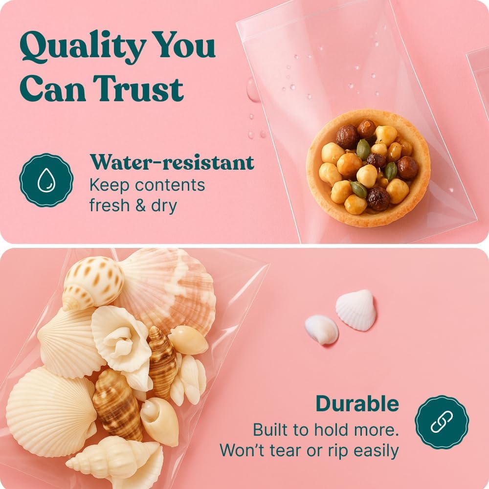 2x3 Self Sealing Cellophane Bags (1000 Pack) - Clear Cookie Bags With Seal