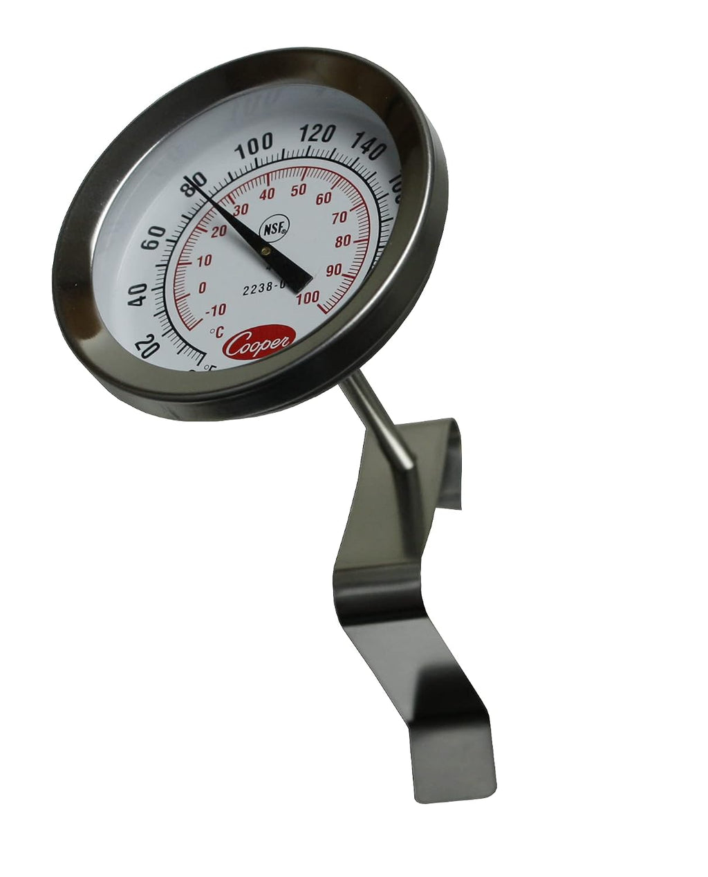Cooper-Atkins 2238-06-3 Stainless Steel Bi-Metal Stem Test Thermometer with Clip Glass Lens, NSF, 0 to 220 Degrees F Temperature Range