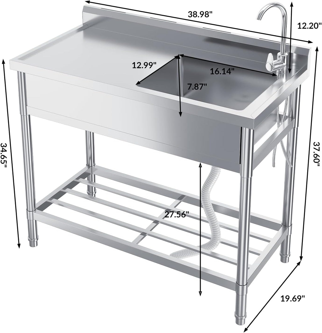 Utility Sink Stainless Steel Freestanding Commercial