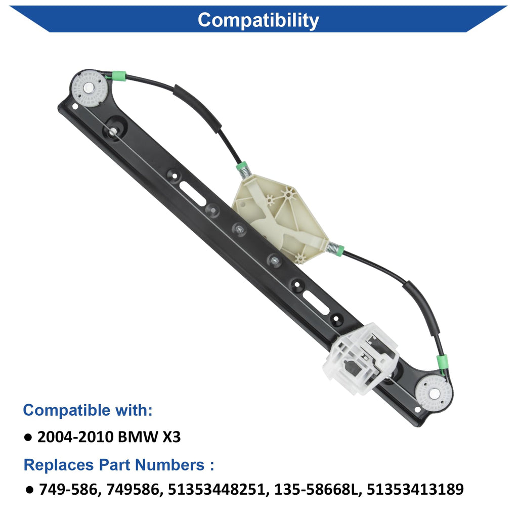 Obaee Window Regulator with Motor Rear Left Driver Side, Replace 749-586