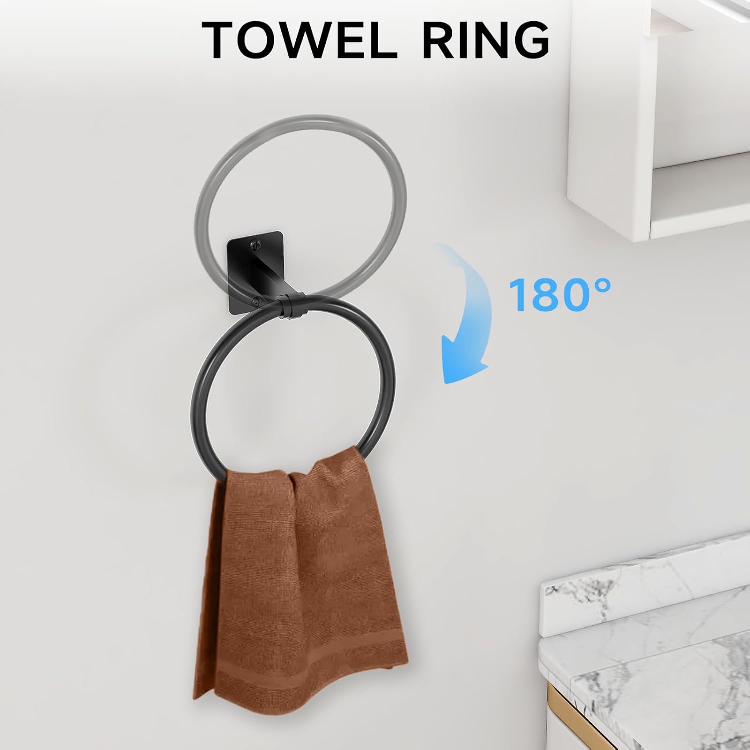 Black Bathroom Accessories Set, 4-Piece Bathroom Hardware Set | 24 inch Towel Bar, Towel Racks for Bathroom, Robe