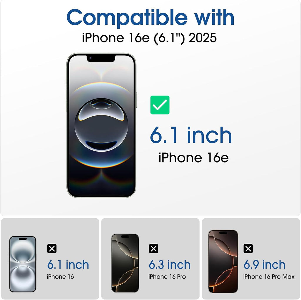 Auto-Alignment OneTouch for iPhone 17e / iPhone 16e [6.1''] Screen Protector + Camera Lens Protector, Tempered Glass