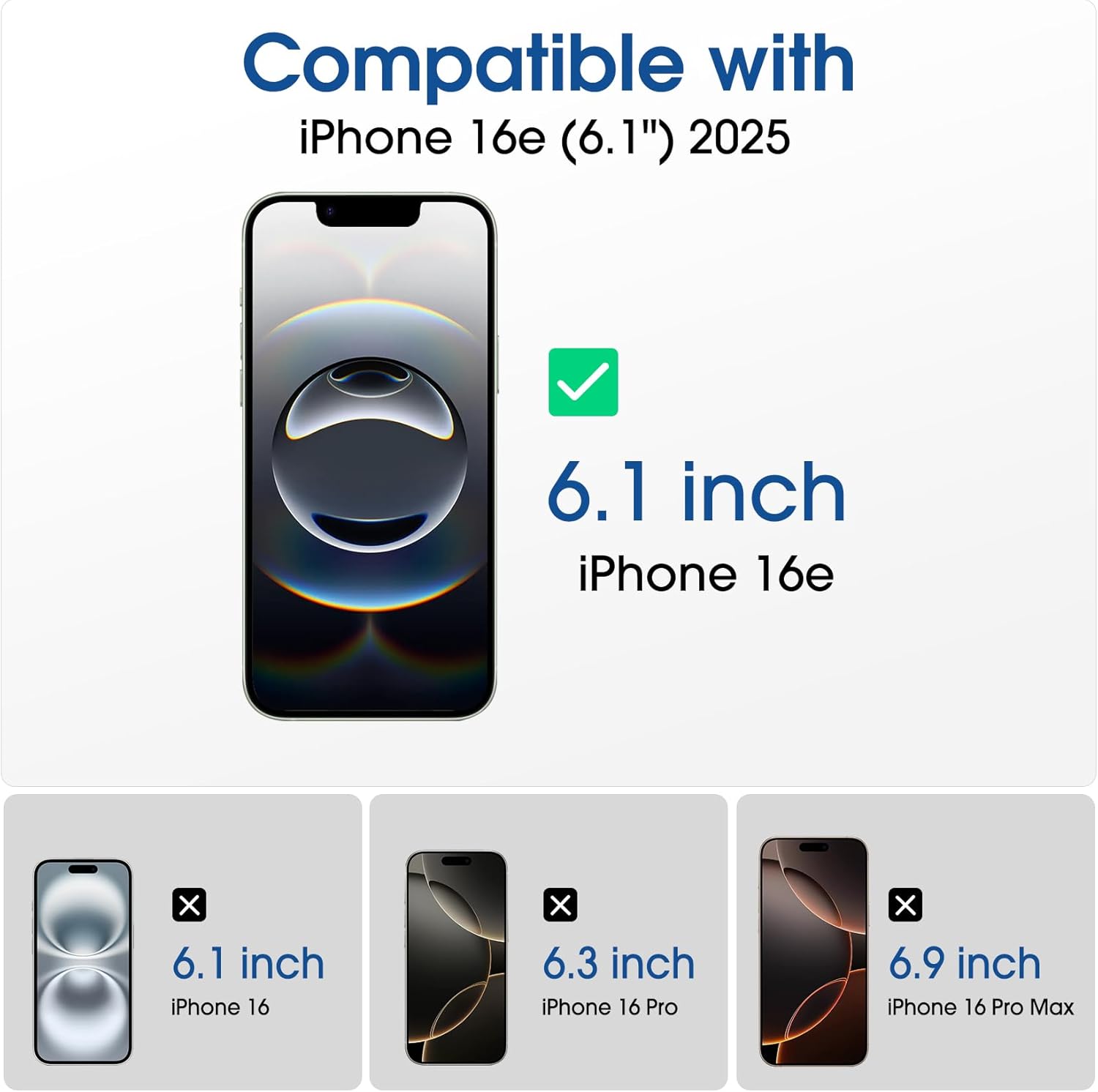 Auto-Alignment OneTouch for iPhone 17e / iPhone 16e [6.1''] Screen Protector + Camera Lens Protector, Tempered Glass