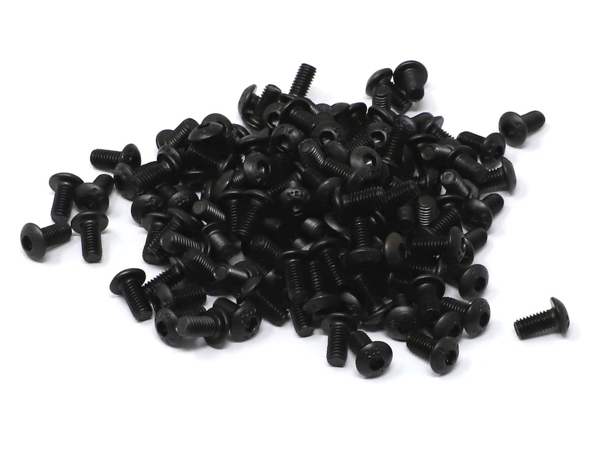 iexcell 100 Pcs M3 x 6mm Thread Pitch 0.5 mm Alloy Steel 12.9 Grade Hex Socket Button Head Cap Screws Bolts Kit, Black Oxide Finish