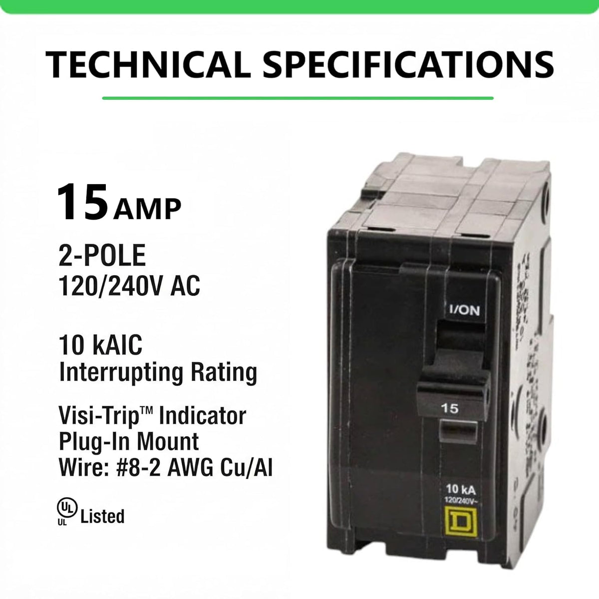 Genuine Square D QO215 15 Amp Double Pole Circuit Breaker Kit