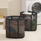 Mesh Bag with Handles, Collapsible Laundry Basket, Foldable Laundry Bag, Breathable Folding Beach Bag,Space-saving