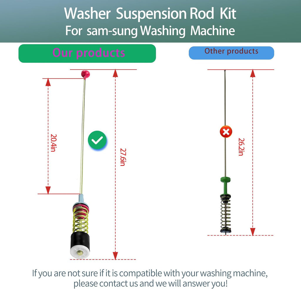 WA52A5500AV/US WA52A5500AC/US DC97-16350Y Washer Suspension Rods Kit(27.6in*4) replace for samsung WA54R7600AC/US WA52A5500AW/US WA51A5505AC/US WA54R7200AV/US WA54R7200AW/US WA54R7600AW/US WA54R7600AV
