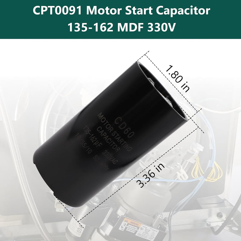 CPT0091 Motor Start Capacitor 135-162 MDF 330V Compatible with Trane American Standard Replace CPT0091 CPT00091