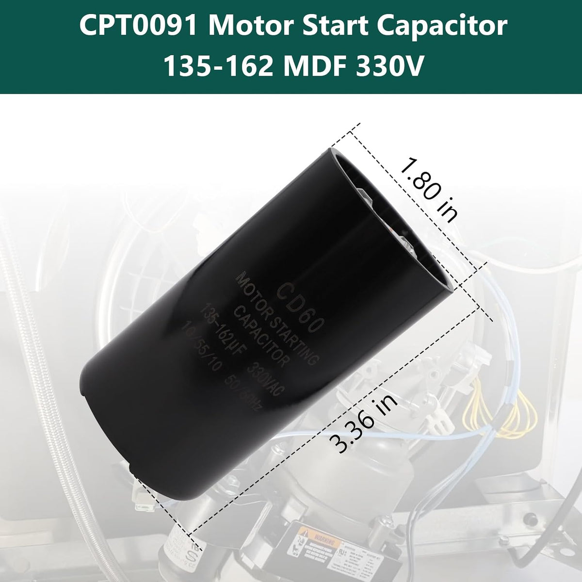 CPT0091 Motor Start Capacitor 135-162 MDF 330V Compatible with Trane American Standard Replace CPT0091 CPT00091