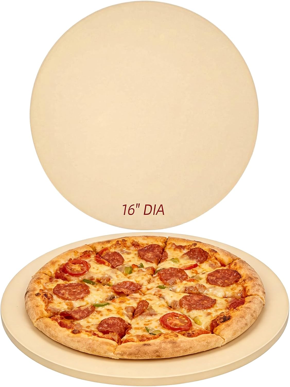 16 Inch Round Cordierite Pizza Stone, 1472°F Heat Resistant, Thermal Shock Resistant Baking Stone for Oven & Grill
